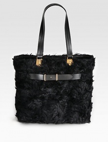 A chic style with theatrical flair in tactile faux fur and supple leather with rose goldtone hardware.Double leather shoulder straps, 10 dropOpen topOne detachable zip pouchReverses to black leather13W X 12H X 5DMade in Italy A chic style with theatrical flair in tactile faux fur and supple leather with rose goldtone hardware.Double leather shoulder straps, 10 dropOpen topOne detachable zip pouchReverses to black leather13W X 12H X 5DMade in Italy