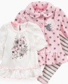 Playful dots, stripes and flowers decorate this cute coat set by Kids Headquarters.