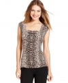 A luxe animal print and ruched details make this Style&co. top gorgeous to layer or wear on its own.