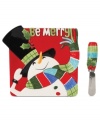 Make holiday treats extra merry with a whimsical Fitz and Floyd snack plate. An over-the-top hat and braided detail in his scarf make the snowman a standout on casual tables. With a scarf-patterned spreader to match.