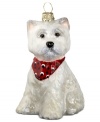 Puppy love at first sight. Just begging for a home, this Westie ornament is irresistible to animal lovers in hand-painted glass by Joy to the World.