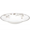 A fine vintage. The Paisley Terrace rim soup bowl elevates even the most elegant settings with breezy florals grounded in graceful white porcelain. With luxe platinum banding to complement the rest of the Lenox dinnerware collection. Qualifies for Rebate