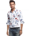 Flower power? Not just a fad. This floral patterned shirt from INC International Concepts gives your style a fresh look.