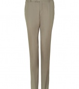 Inject instant sophistication into your workweek style with these slim trousers from Costume National - Flat front, belt loops, front crease detail, off-seam pockets, back welt pockets with button, slim fit - Style with a matching blazer, a sleek button down, and dress shoes