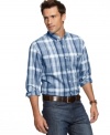 Plaid pops in bold colors for a shirt that makes a style statement from Club Room Heritage.