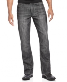 Change up your denim style with a pair of over-dyed gray jeans from Kenneth Cole. Change up your denim style with a pair of over-dyed gray jeans from Kenneth Cole.
