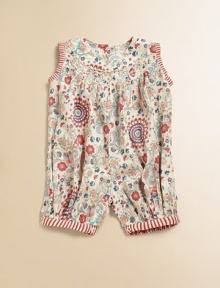 A fun take on a classic jumper, this flower-printed design in organic cotton is bright and cheery.Scalloped crewneckSleeveless with striped armholesBottom snaps for easy on and offElastic cuffsBack buttonsOrganic cottonMachine washImported Please note: Number of buttons/snaps may vary depending on size ordered. A fun take on a classic jumper, this flower-printed design in organic cotton is bright and cheery.Scalloped crewneckSleeveless with striped armholesBottom snaps for easy on and offElastic cuffsBack buttonsOrganic cottonMachine washImported Please note: Number of buttons/snaps may vary depending on size ordered.