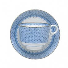 Delicate and refined, Mottahedeh's Cornflower Lace pattern draws its inspiration from Ch'ing Dynasty porcelain. Accented with bands of 22k gold, this versatile collection is designed to be mixed and matched. Delicate and refined, Mottahedeh's Cornflower Lace pattern draws its inspiration from Ch'ing Dynasty porcelain. Accented with bands of 22k gold, this versatile collection is designed to be mixed and matched.
