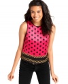 Angie mixes totally vivid prints on a top that masters bright, unforgettable style.