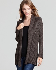 A open cardigan is a requisite layering piece and this Vintageous shawl collared style is a must-have for fall. Flaunting ribbed texture and cuffed sleeves, this look refines both workdays and weekends.