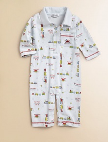 Colorful cars add boyish charm to a cozy pima cotton one-piece.Shirt collarLong sleevesSnap-frontPatch pocketBottom snapsPima cottonMachine washImported Please note: Number of snaps may vary depending on size ordered. Colorful cars add boyish charm to a cozy pima cotton one-piece.Shirt collarLong sleevesSnap-frontPatch pocketBottom snapsPima cottonMachine washImported Please note: Number of snaps may vary depending on size ordered.