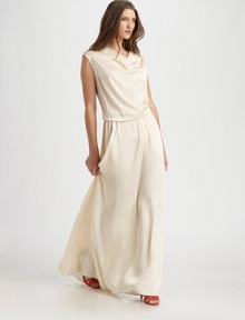 Minimalist yet dramatic in this effortless silhouette of floor-sweeping georgette.Draped necklineSleevelessBlouson bodiceTie-back keyholeAbout 46 from natural waistPolyesterDry cleanImportedModel shown is 5'9 (175cm) wearing US size 4. Minimalist yet dramatic in this effortless silhouette of floor-sweeping georgette.Draped necklineSleevelessBlouson bodiceTie-back keyholeAbout 46 from natural waistPolyesterDry cleanImportedModel shown is 5'9 (175cm) wearing US size 4.