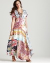 Johnny Was Collection Plus Size Patchwork Print Silk Maxi Dress