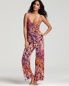 A colorful tiger print pajama set with camisole and wide leg pants, a fierce bedtime look from Josie.