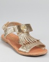 Turn up the glam factor with Juicy Couture's fab sandal, charming with its crackle gold upper and tassel overlay.
