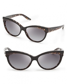 A sultry leopard print adds extra feline appeal to the cat eye silhouette in these fashion-forward Dior sunglasses. A sultry leopard print adds extra feline appeal to the cat eye silhouette in these fashion-forward Dior sunglasses.