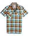 Plaid is back and you'll be sporting it with style in this short-sleeved shirt from Triple Fat Goose shirt.