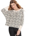 Feel as fierce as a leopard in XOXO's angora sweater featuring long dolman sleeves and a fashion-forward oversized fit!