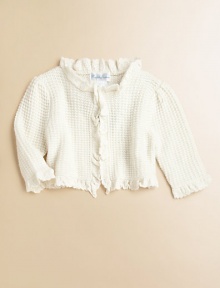 Rendered in luxuriously soft merino wool, a cable-knit cardigan has a classic and cozy feel.Stand collarLong sleevesTop closureScalloped trimMerino woolDry cleanImported Please note: Number of buttons/snaps may vary depending on size ordered. Rendered in luxuriously soft merino wool, a cable-knit cardigan has a classic and cozy feel.Stand collarLong sleevesTop closureScalloped trimMerino woolDry cleanImported Please note: Number of buttons/snaps may vary depending on size ordered.