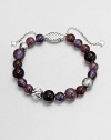 From the Spiritual Bead Collection. A beautiful beaded style with amethyst, red tiger's eye and ruby on a sterling silver box chain. Amethyst, red tiger's eye and rubySterling silverDiameter, about 2 adjustableBeaded closureImported 