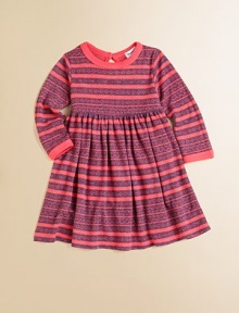 Darling and dainty, this colorful dress with full skirt is extra special for any occasion.CrewneckLong sleeves with rib-knit cuffsBack keyhole closureFull skirt50% polyester/50% rayonHand washImported Darling and dainty, this colorful dress with full skirt is extra special for any occasion.CrewneckLong sleeves with rib-knit cuffsBack keyhole closureFull skirt50% polyester/50% rayonHand washImported