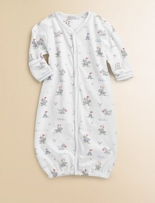 A steadfast little knight in shining armor gallops across soft pima cotton knit in a versatile style that converts from an on-the-go coverall to a cozy gown.V neckline Long sleeves Contrast overcast stitching Snap front and legs Elastic bottom and leg cuffs Cotton Machine wash Imported Please note: Number of snaps may vary depending on size ordered. A steadfast little knight in shining armor gallops across soft pima cotton knit in a versatile style that converts from an on-the-go coverall to a cozy gown.V neckline Long sleeves Contrast overcast stitching Snap front and legs Elastic bottom and leg cuffs Cotton Machine wash Imported Please note: Number of snaps may vary depending on size ordered.