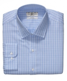 Brighten up your dress wardrobe with the fresh palette of this checked shirt from Club Room. Brighten up your dress wardrobe with the fresh palette of this checked shirt from Club Room.