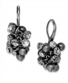 Shades of gray. These smoky drop earrings from Charter Club bring allure with glass beads and sparkling accents. Crafted in hematite tone mixed metal. Approximate drop: 1-1/4 inches.