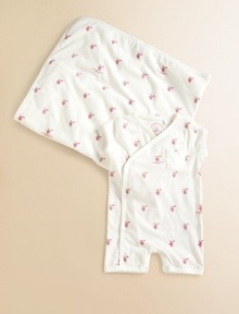 Adorned with the signature knight print, this plush cotton one-piece is cozy and stylish.V-neckShort sleevesFront snapsFront patch pocket with button closureBottom snapsCottonMachine washImported Please note: number of snaps may vary depending on size ordered. Adorned with the signature knight print, this plush cotton one-piece is cozy and stylish.V-neckShort sleevesFront snapsFront patch pocket with button closureBottom snapsCottonMachine washImported Please note: number of snaps may vary depending on size ordered.
