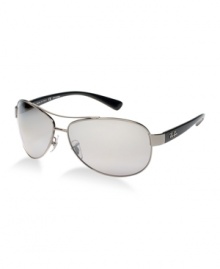 This Ray-Ban Aviator has a retro feel to it. With a slightly subdued sport style, these frames feature softer contoured tear-drop shaped lenses and a wrapped fit for full coverage. The signature Ray-Ban metal logo appears on the temples. This Ray-Ban Aviator has a retro feel to it. With a slightly subdued sport style, these frames feature softer contoured tear-drop shaped lenses and a wrapped fit for full coverage. The signature Ray-Ban metal logo appears on the temples.