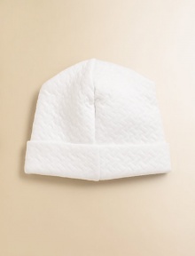 Top off baby's look in this quilted, cozy newborn essential.Cuffed stylePima cottonMachine washImported