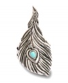 A plucky choice. Soar to new heights with this feather ring from Lucky Brand, crafted from silver-tone mixed metal with a semi-precious accent in the center. Size 7.