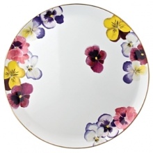 Pensees round tart platter by Bernardaud. This lively, luxurious collection is sure to transform your table into a celebration of spring. The floral watercolor pattern features delicate, multicolored pansies that appear to be strewn across the surface of each piece. Pensees round tart platter by Bernardaud. This lively, luxurious collection is sure to transform your table into a celebration of spring. The floral watercolor pattern features delicate, multicolored pansies that appear to be strewn across the surface of each piece.