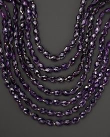 7-row amethyst beaded necklace. 7-row amethyst beaded necklace.