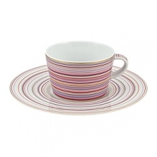 Inspired by Milleraies, Raynaud's spearhead tableware set, Attraction boasts a freer, more modern design with alternating narrow and wide stripes. It will embellish any table with its shades of pink and red, enhanced with mauve and orange and underscored subtle shades of green and brown. Inspired by Milleraies, Raynaud's spearhead tableware set, Attraction boasts a freer, more modern design with alternating narrow and wide stripes. It will embellish any table with its shades of pink and red, enhanced with mauve and orange and underscored subtle shades of green and brown.
