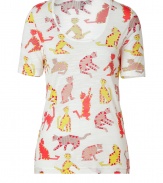 Inject a punch of playful patterning into Downtown-cool looks with Marc by Marc Jacobs kitty print tee - Scoop neckline, short sleeves - Form-fitting - Wear with favorite skinnies and flats or a contrast print skirt and studded sandals