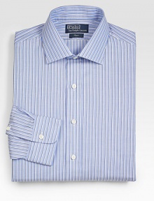 A modern, streamlined fit is tailored in the finest cotton for an overall polished, professional look.Button-frontModerate spread collarCottonMachine washImported