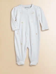 A charming long-sleeved coverall is lovingly adorned with floral Schiffli embroidery.CrewneckLong sleevesHidden snap closureBottom snapsPima cottonMachine washImported Please note: Number of buttons/snaps may vary depending on size ordered. A charming long-sleeved coverall is lovingly adorned with floral Schiffli embroidery.CrewneckLong sleevesHidden snap closureBottom snapsPima cottonMachine washImported Please note: Number of buttons/snaps may vary depending on size ordered.
