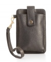 No need to dig in your purse - this chic cell phone wristlet keeps your PDA at hand, and the back features a zip pocket and an ID window.