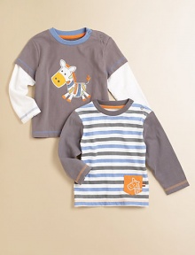 Mixing and matching made fun, this handsome two-piece gift set features a layered-look top with zebra appliqué and striped top with patch pocket and zebra embroidery for endless wardrobe possibilities.CrewneckLong sleevesShoulder snapsCottonMachine washImported Please note: Number of snaps may vary depending on size ordered. Mixing and matching made fun, this handsome two-piece gift set features a layered-look top with zebra appliqué and striped top with patch pocket and zebra embroidery for endless wardrobe possibilities.CrewneckLong sleevesShoulder snapsCottonMachine washImported Please note: Number of snaps may vary depending on size ordered.