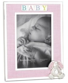 Babies and parents will be tickled pink by Reed & Barton's Gingham Bunny picture frame. Lustrous silver plate accented with colored enamel, a sculpted rabbit and gingham-print fabric make it a favorite for the nursery.