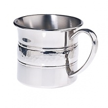 Featuring a unique hammered center panel, this baby cup is crafted in pewter and will retain its luster for years to come with little maintenance. Elegantly packaged for gift-giving. Featuring a unique hammered center panel, this baby cup is crafted in pewter and will retain its luster for years to come with little maintenance. Elegantly packaged for gift-giving.