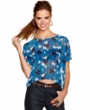 Delight yourself in this sheer cropped top from Material Girl -- an awesome addition to your day-to-night gear!