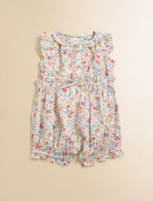 Bold, blooming flowers and ruffled details enliven a timelessly sweet bubble rendered in airy seersucker cotton.Ruffled crewneckShort flutter sleevesFront buttonsRuffled, elastic empire waist with sewn bowBottom snapsRuffled, elastic leg bandsCottonMachine washImported Please note: number of buttons and snaps may vary depending on size ordered. Bold, blooming flowers and ruffled details enliven a timelessly sweet bubble rendered in airy seersucker cotton.Ruffled crewneckShort flutter sleevesFront buttonsRuffled, elastic empire waist with sewn bowBottom snapsRuffled, elastic leg bandsCottonMachine washImported Please note: number of buttons and snaps may vary depending on size ordered.