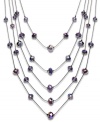 Lighten up! The airy, lightweight look of Carolee's five-row illusion necklace is anchored by pretty purple glass rondelle beads. Made in mixed metal, it's a chic and unique addition to your wardrobe. Approximate length: 17 inches.