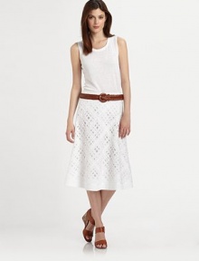 A breezy linen skirt featuring eye-catching cutout details and a universally flattering A-line silhouette.Waist dartsSide zipperCutout detailsGrosgrain detail along hemAbout 28 longLinen; cotton liningDry cleanImported Model shown is 5'10 (177cm) wearing US size 4. A breezy linen skirt featuring eye-catching cutout details and a universally flattering A-line silhouette.Waist dartsSide zipperCutout detailsGrosgrain detail along hemAbout 28 longLinen; cotton liningDry cleanImported Model shown is 5'10 (177cm) wearing US size 4.