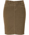 With a sexy, figure-hugging fit, Closed updates the classic jean skirt with a pencil silhouette and a downtown attitude - Five-pocket styling, off-seam pockets, logo detail at fly, back slit, fitted - Wear with a billowy boho-inspired top, wedge sandals, and a statement satchel