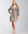 Shimmering snakeskin print ensures you'll make a memorable entrance to the party in INC's plus size dress.