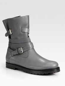 Rugged yet refined, rendered in smooth, sleek leather with metal buckle detail.Leather upperLug soleMade in Italy