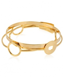 Circular sensation. Robert Lee Morris' set of geometric bangles is crafted from gold-tone mixed metal with shapely accents adding a touch of style. Approximate diameter: 2-1/2 inches. Circular sensation. Robert Lee Morris' set of geometric bangles is crafted from gold-tone mixed metal with shapely accents adding a touch of style. Approximate diameter: 2-1/2 inches.